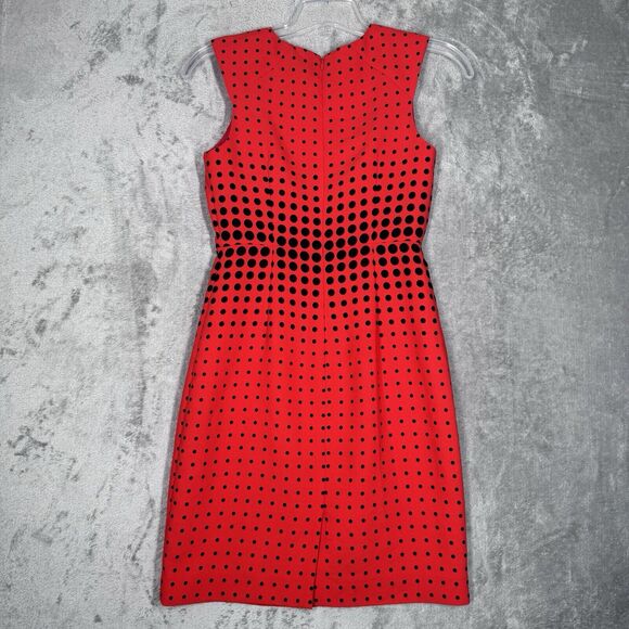 J Crew Dress Womens 2 Black Red Cascading Polka Dots Party Wedding Office Career - Picture 3 of 9